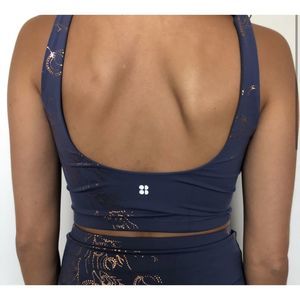Sweaty Betty Blue with gold foil design tank top size small women's